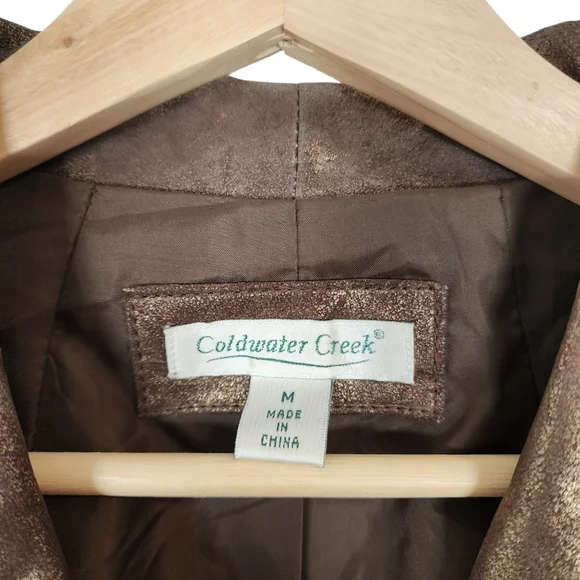 Coldwater Creek Leather Jacket women's Medium Metallic bronze - Picture 2 of 8